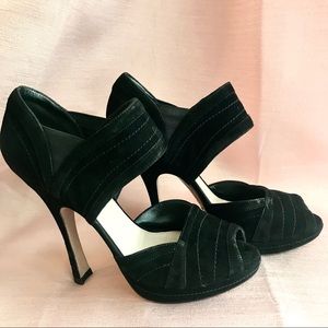 Prada Black Suede Stilettos